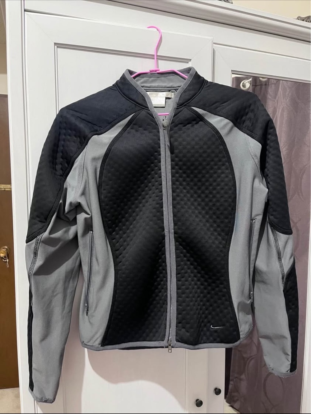 Nike Golf Black and Gray Textured Zip-Front Jacket
